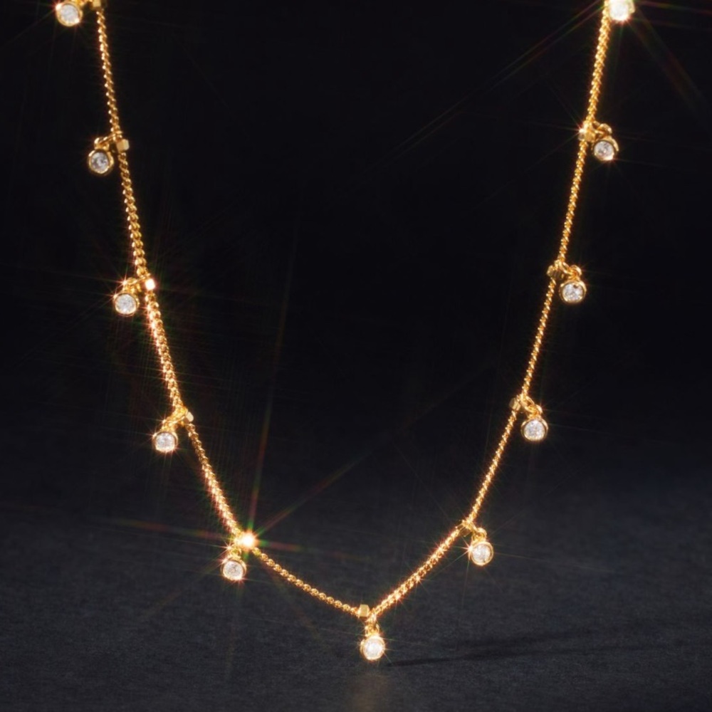 Anthropologie 14k Floating Bezel Necklace Dainty Gold Necklace